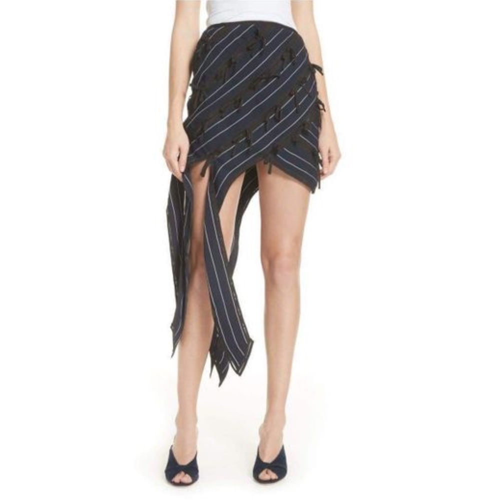 Self-Portrait Pinstripe Punk Asymmetrical Skirt size 0